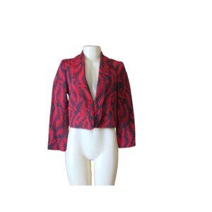 Alice and Olivia Joella Red/Black Short Blazer Jacket SZ M